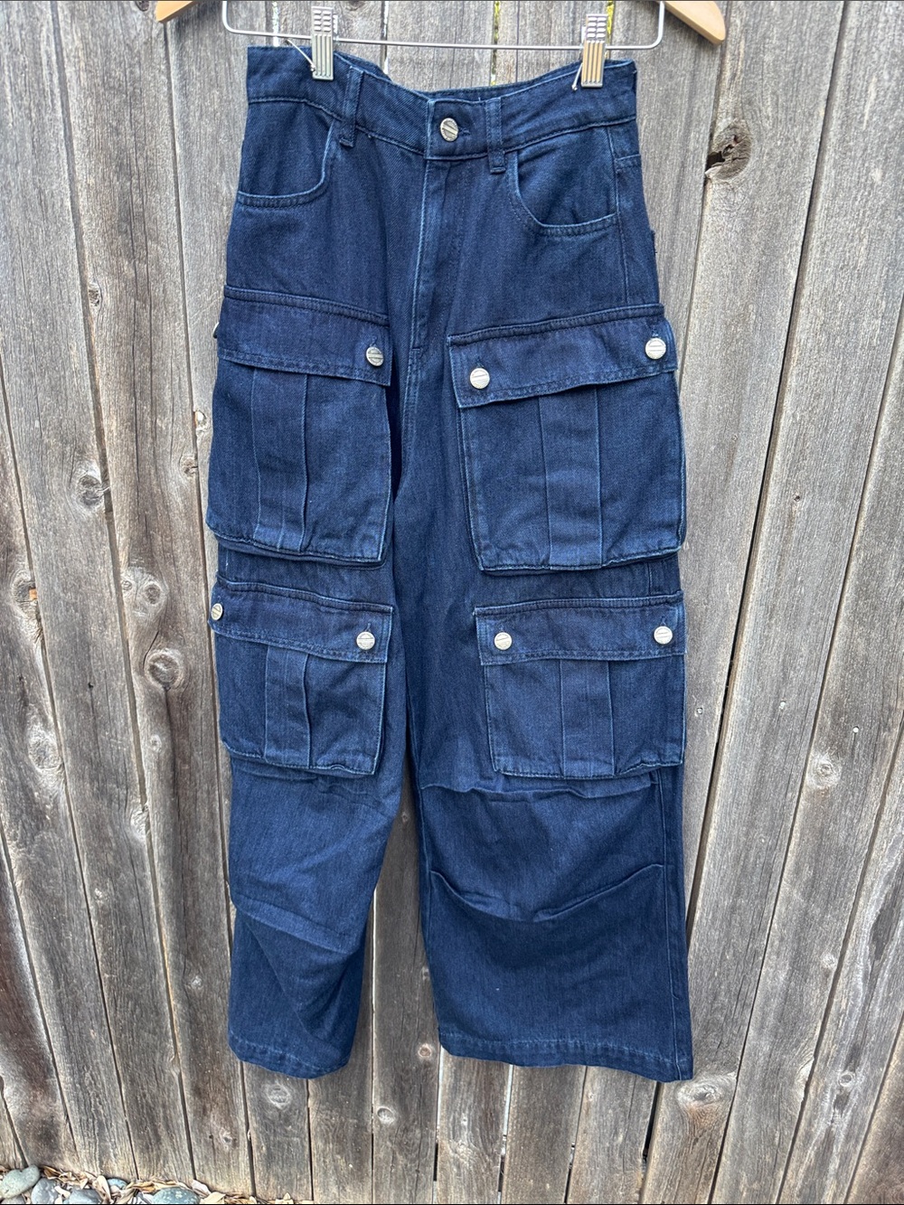 Zara Dark Blue Multi-Pocket Cargo Pants